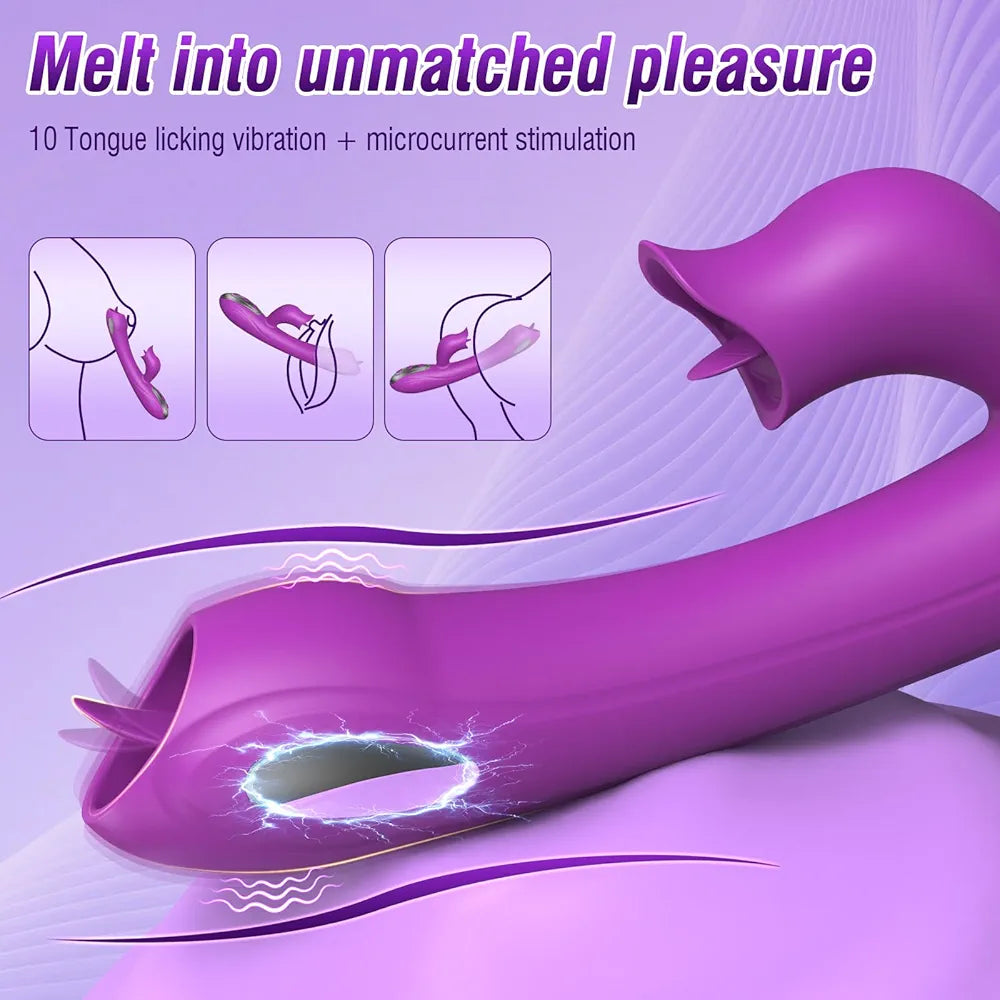 Premium 3-in-1 Dual-Stimulation Rabbit Vibrator with 10 Licking and Pulsing Modes