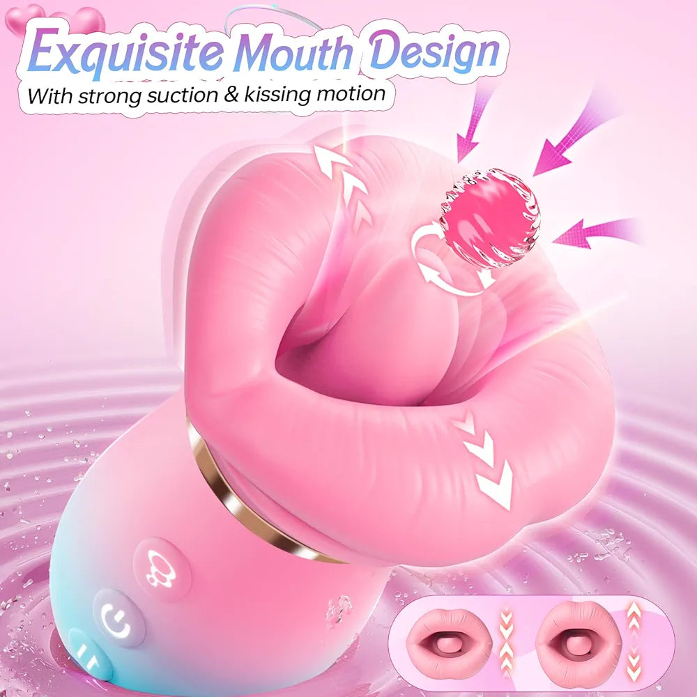 Sovokn 5-in-1 Rose Sucking Vibrator with App Control, 10 Tongue Licking Modes, and 4 Sucking Functions for Couples