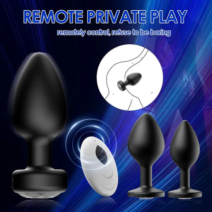 Premium Silicone Remote-Controlled Vibrating Butt Plug Training Set with 10 Modes
