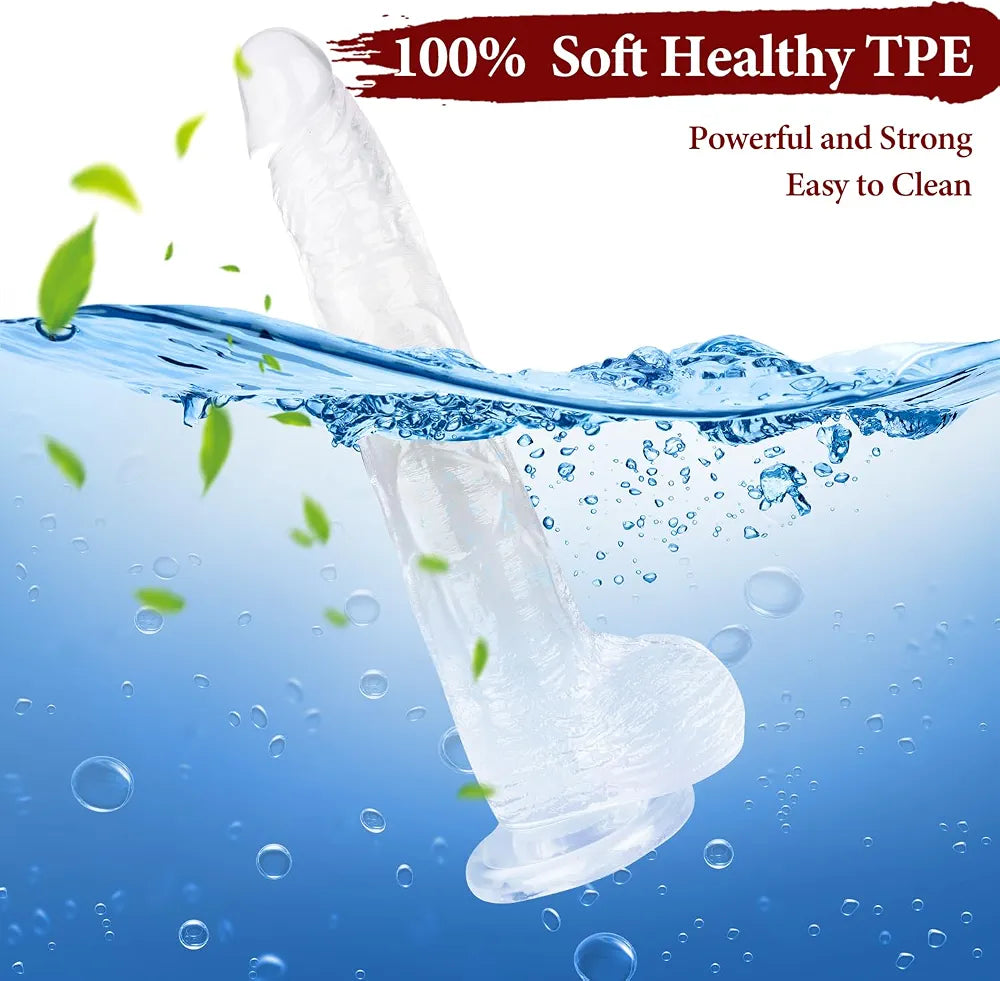11.61-Inch Realistic Clear Silicone Dildo with Strong Suction Cup for Advanced Users