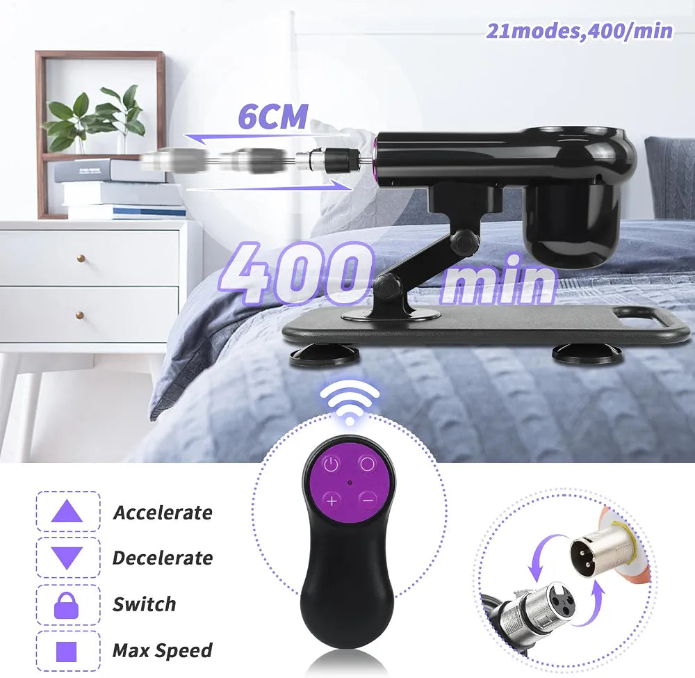 Automatic Thrusting Dildo Machine with Remote Control and 3XLR Attachments