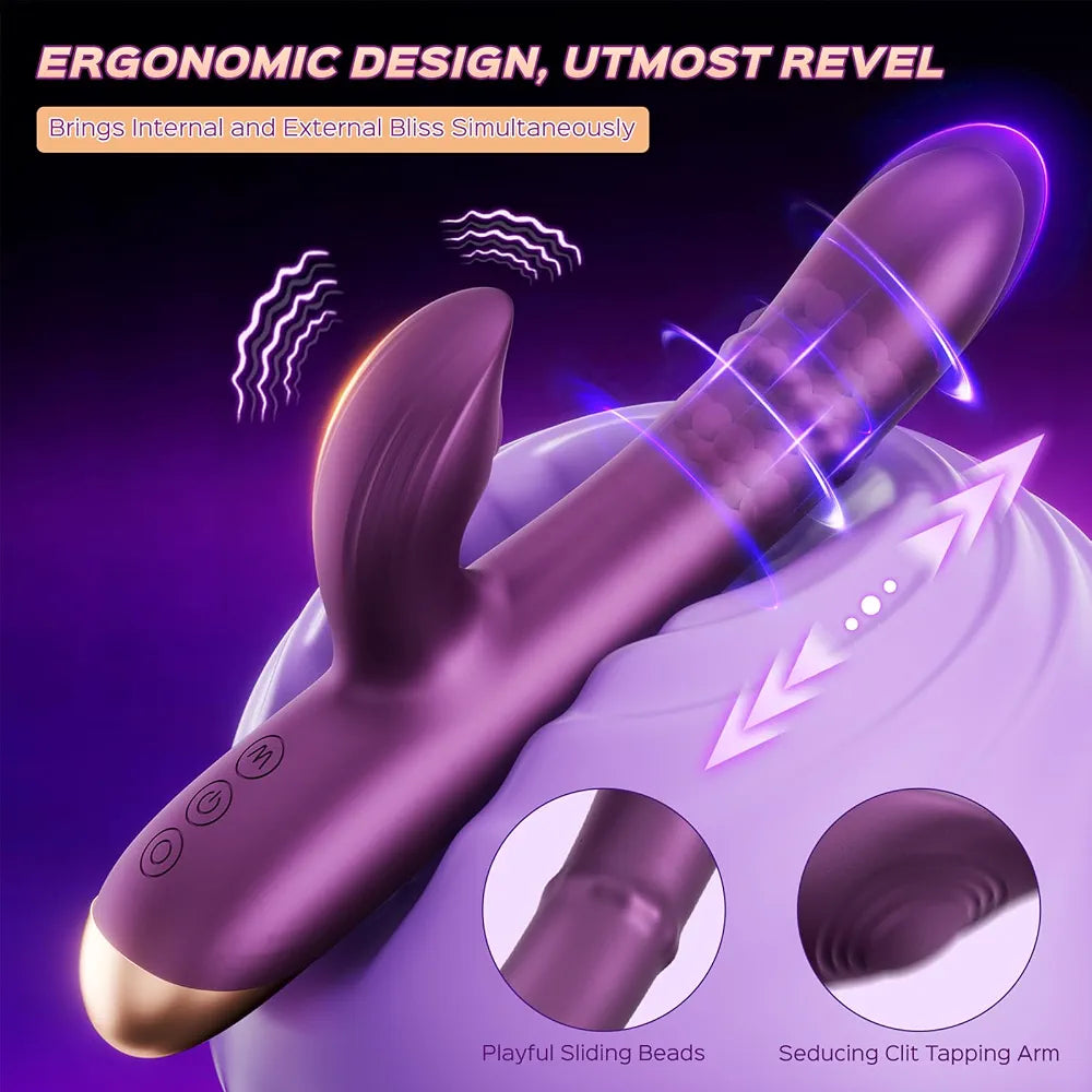 Premium 3-in-1 Rabbit Vibrator with Thrusting, Tapping, and Clitoral Stimulation