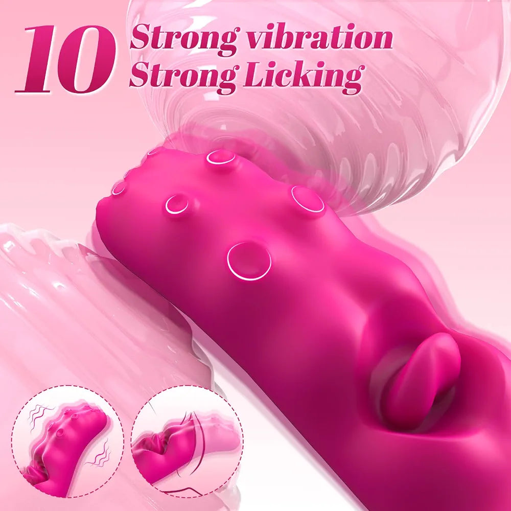 Tuaieu 3-in-1 Realistic G-Spot Dildo and Tongue Licking Vibrator for Couples