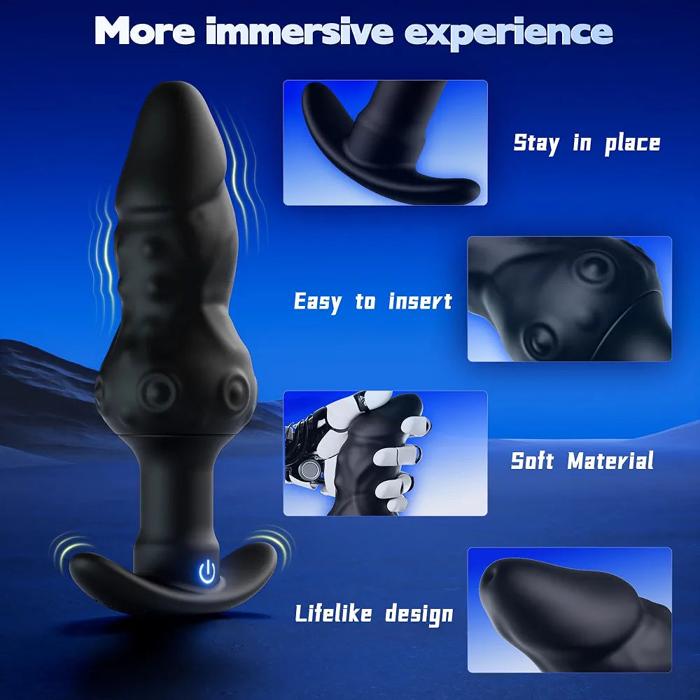 Remote-Controlled Tapping Prostate Massager with 9 Vibration Modes and Realistic Vein Texture
