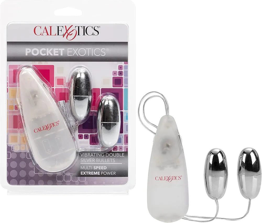 CalExotics Pocket Exotics Dual-Motor Vibrating Silver Bullet Massager