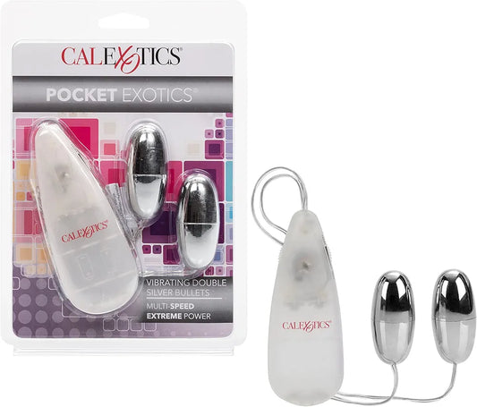 CalExotics Pocket Exotics Dual-Motor Vibrating Silver Bullet Massager