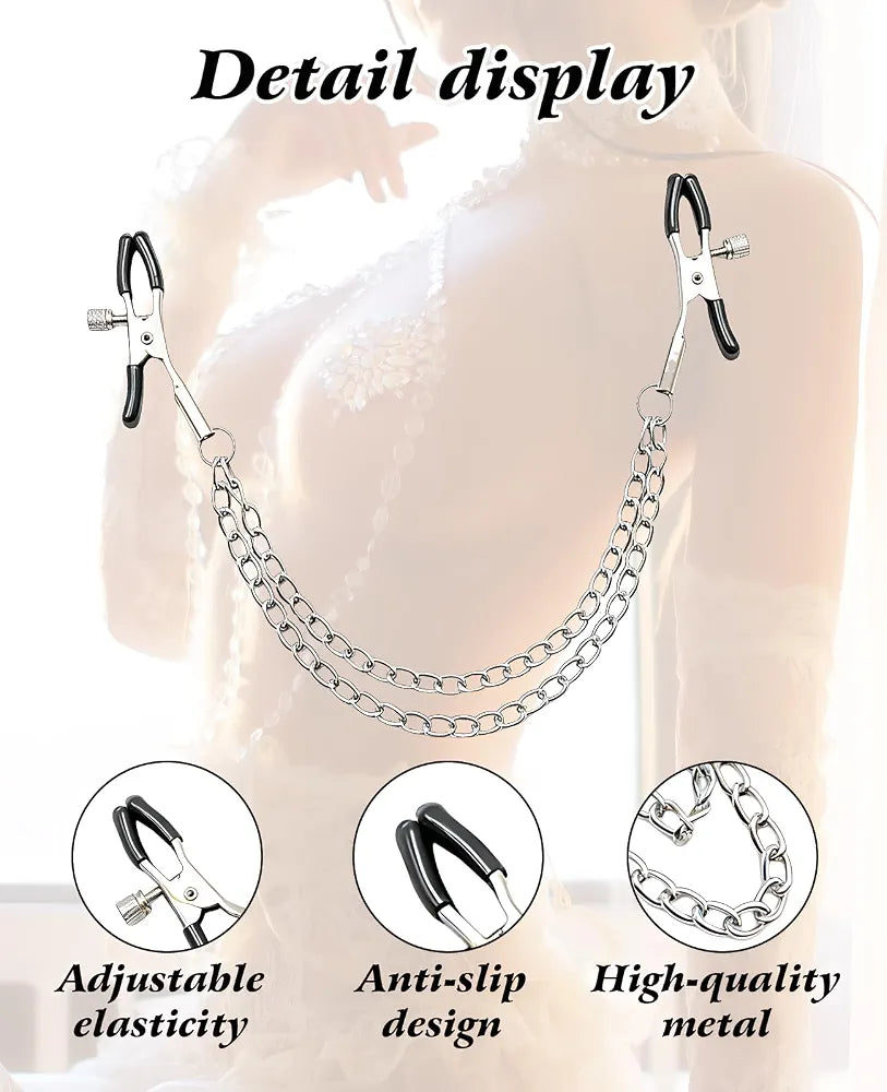 Adjustable Weighted Nipple Clamps - 2 Piece Metal Sensory Play Set