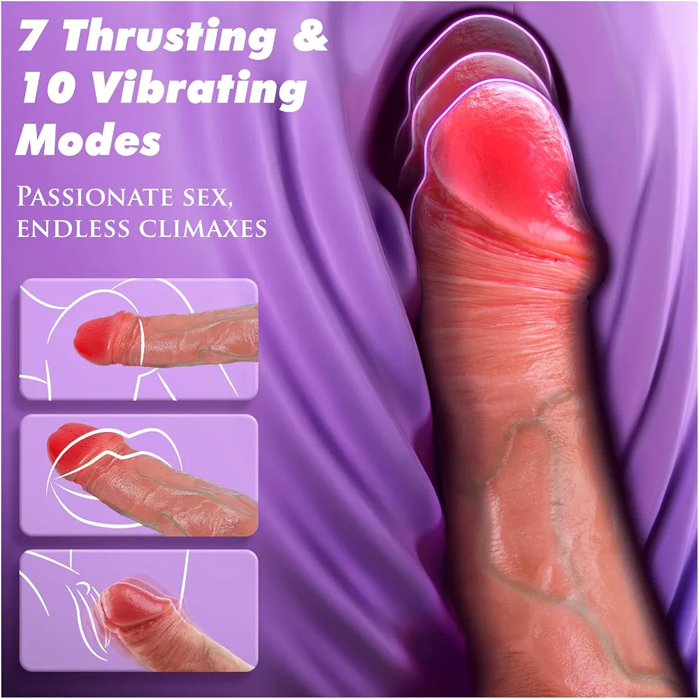 Realistic Silicone Thrusting & Vibrating G-Spot Stimulator with Heating and Suction Base
