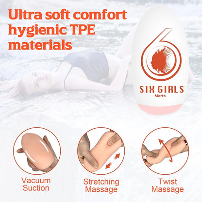 Lilecemie Portable 3D Textured Male Masturbator Egg - Ultra Soft Stretchy Pocket Stroker