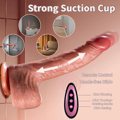 Luvmazer 6-in-1 Realistic Suction Cup Dildo with Remote, Heating, and Multi-Speed Vibration