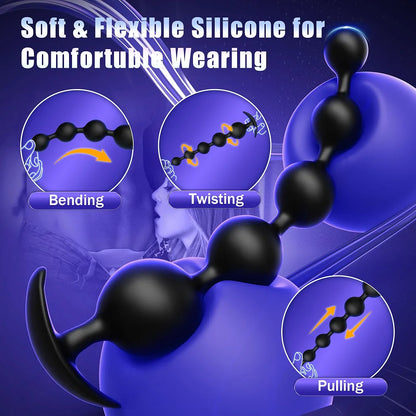 Premium Silicone Gradient Anal Bead Trainer and Prostate Massager - 9.8 Inch Flexible Pleasure Toy
