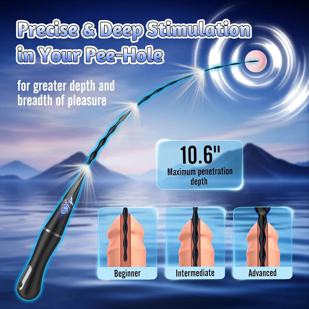 Flexible Silicone Urethral Sounding Rod and Vibrating Prostate Massager for Men