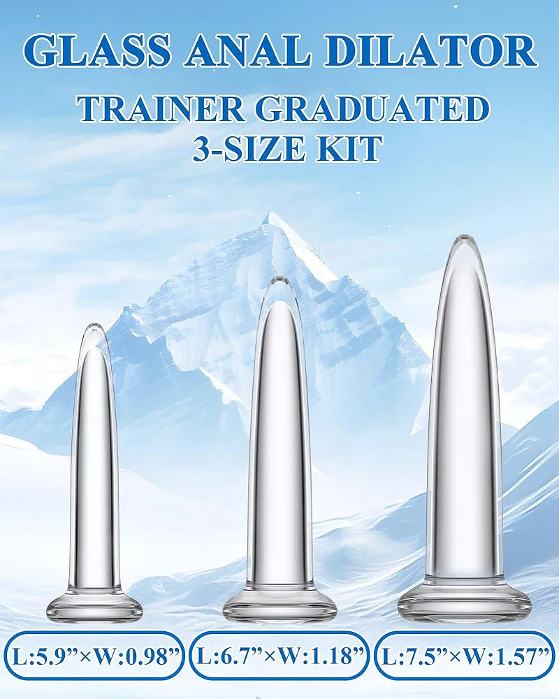 Graduated 3-Piece Crystal Glass Anal Training Dilator Kit