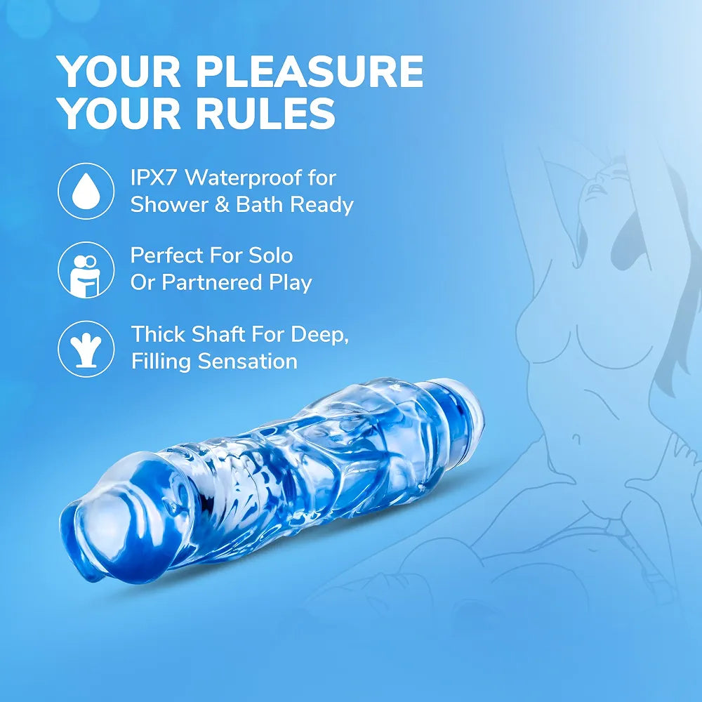 Eden 9-Inch Realistic Vibrating Dildo with Multi-Speed Stimulation and Waterproof Design - Blue