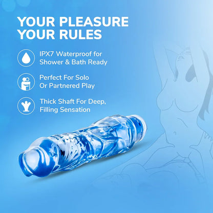 Eden 9-Inch Realistic Vibrating Dildo with Multi-Speed Stimulation and Waterproof Design - Blue