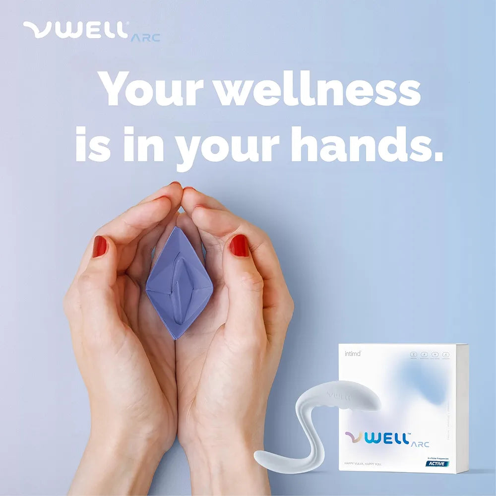 IntiMD VWELL Arc Ergonomic Rechargeable Silicone Vibrating Wand for Therapeutic and Personal Use