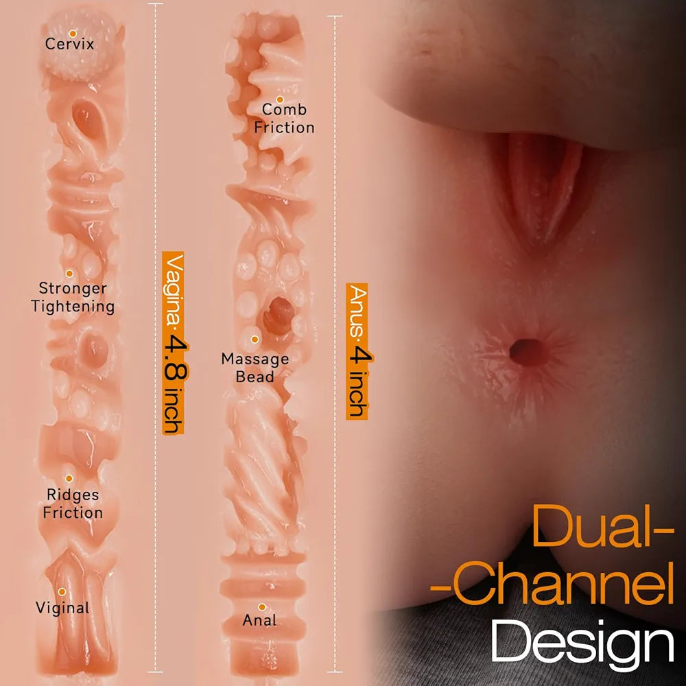Flexible 360° Torso Transgender Sex Doll with Dual-Channel Vaginal and Anal Stimulation