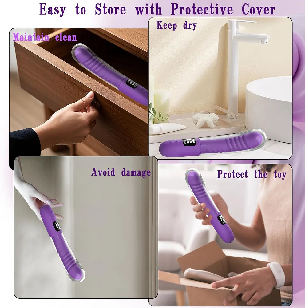 Realistic 3-Speed Thrusting & 9-Mode Vibrating G-Spot Stimulator with LED Display
