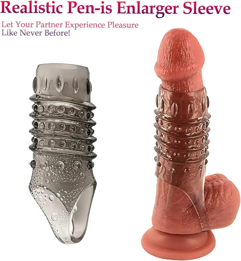 5-Piece Silicone Penis Sleeve and Cock Ring Set for Enhanced Performance and Girth
