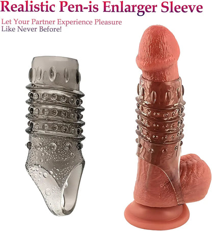 5-Piece Silicone Penis Sleeve and Cock Ring Set for Enhanced Performance and Girth