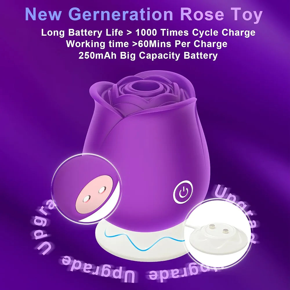 Rose-Shaped Clitoral Sucking Vibrator with 10 Modes and Magnetic Charging