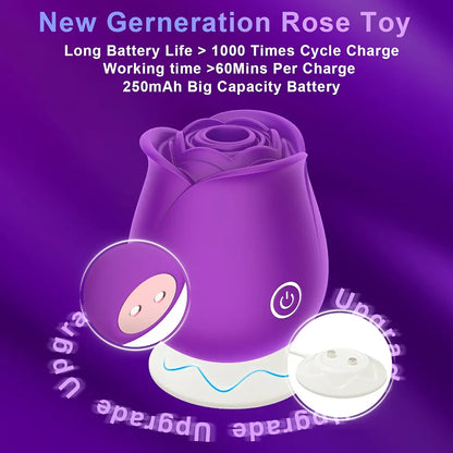 Rose-Shaped Clitoral Sucking Vibrator with 10 Modes and Magnetic Charging