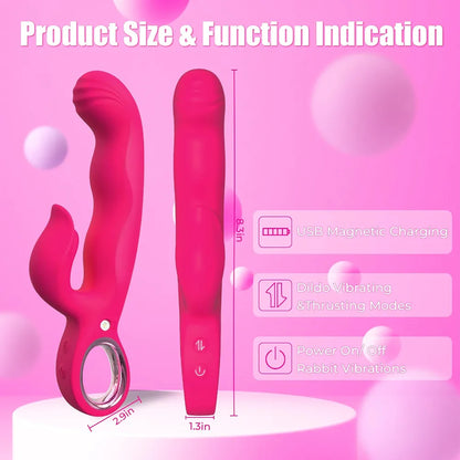 7-Mode Thrusting & Vibrating 3-in-1 G-Spot Dildo & Clitoral Stimulator - 8.3 Inch