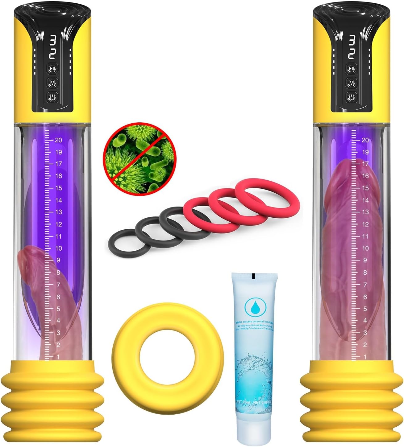 Automatic Electric Penis Vacuum Pump with 4 Suction Intensities and 6 Silicone Rings for Men