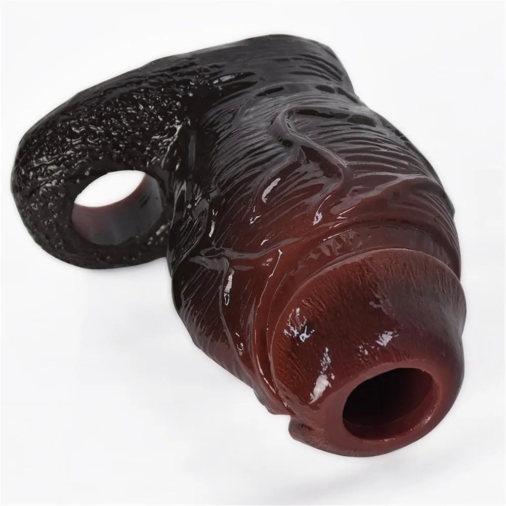 5-Inch Realistic Silicone Penis Extender Sleeve with Cock Ring - Reusable Adult Sex Toy