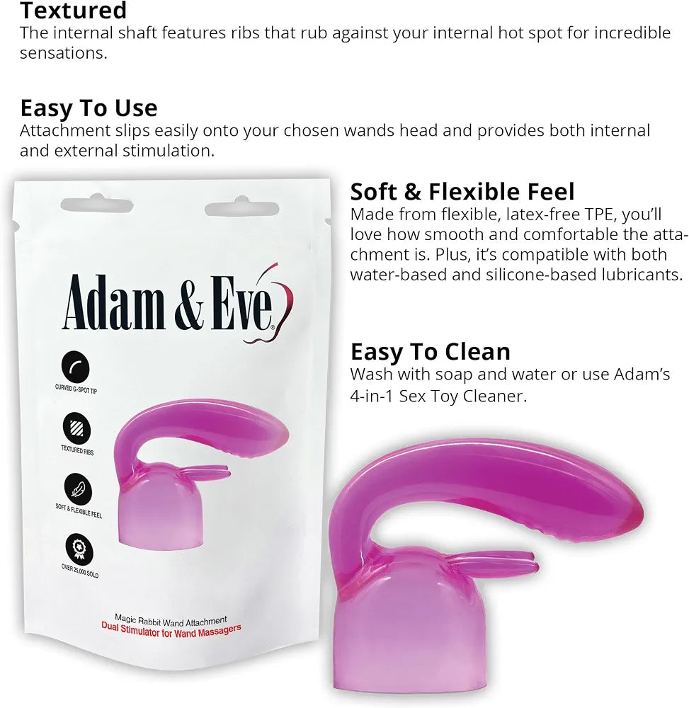 Dual-Action Ribbed Rabbit Attachment for Magic Wand Massagers