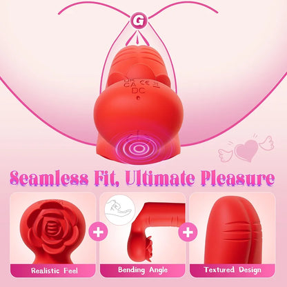 Rose-Shaped Dual-Channel Mini Vibrator for Clitoral and Nipple Stimulation