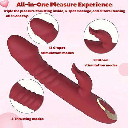 Dual-Action Rechargeable Rabbit Vibrator with Clitoral Suction and 16 Vibration Modes