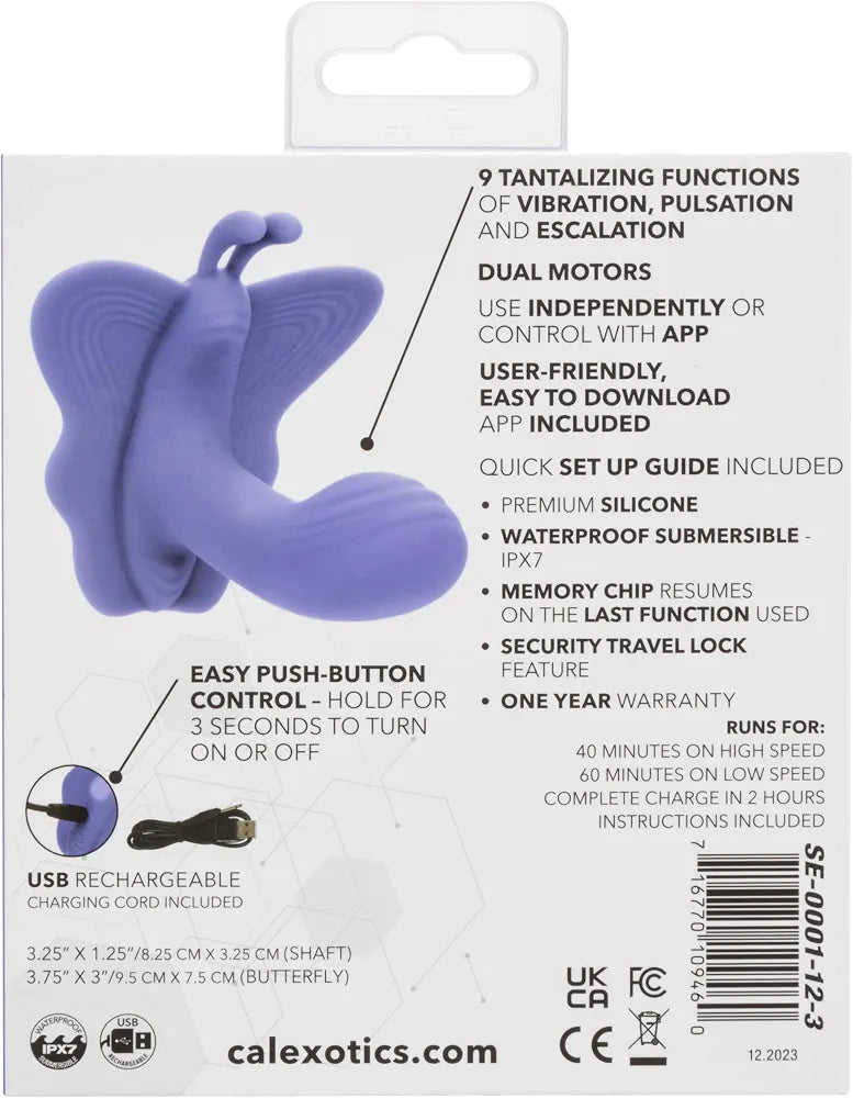 CalExotics Connect Venus Butterfly Wearable App-Controlled Vibrator with 9 Vibration Modes and Waterproof Silicone