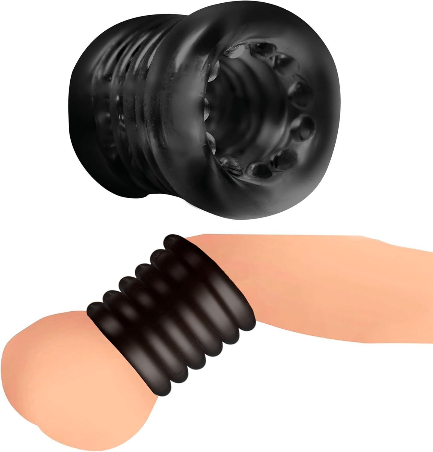 Textured TPE Ball Stretcher for Enhanced Sensation - Clear