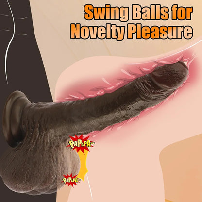 9.05" Realistic Liquid Silicone Dildo with Suction Cup and Swinging Balls