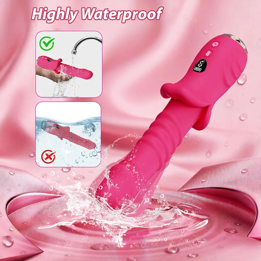 Rechargeable Waterproof Thrusting and Vibrating G-Spot Massager with LED Display