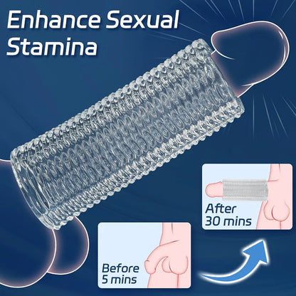 X-pidany Trim-to-Fit Girth Enhancing Penis Sleeve - Reusable Textured Cock Extender for Delay and Erection Support
