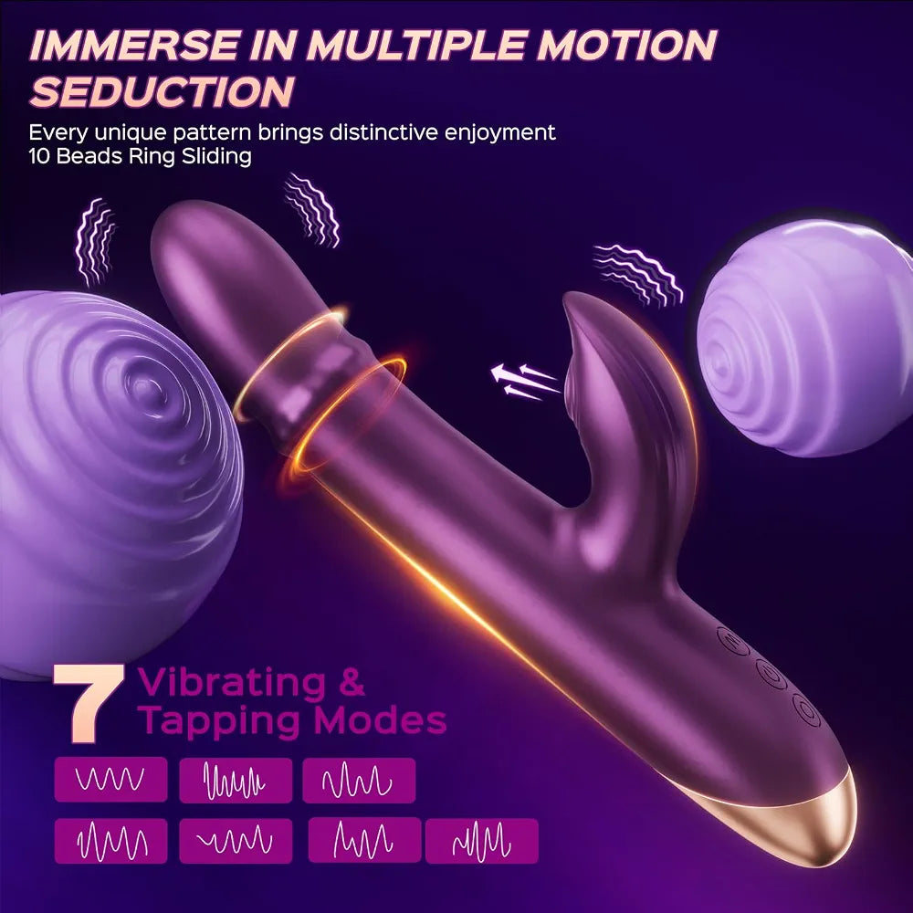 Premium 3-in-1 Rabbit Vibrator with Thrusting, Tapping, and Clitoral Stimulation