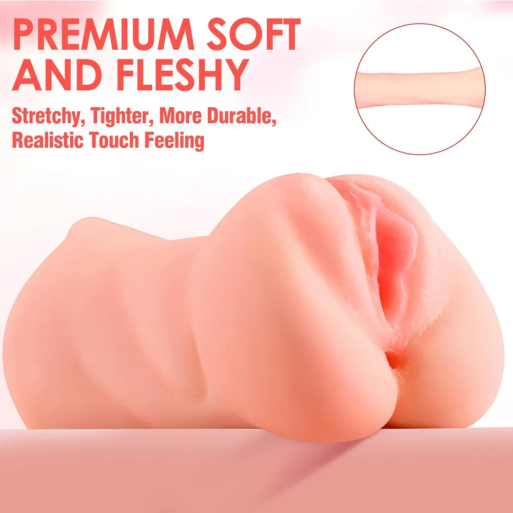 ZEMALIA 3-in-1 Realistic Male Masturbator with 3D Textured Mouth, Vagina, and Anus