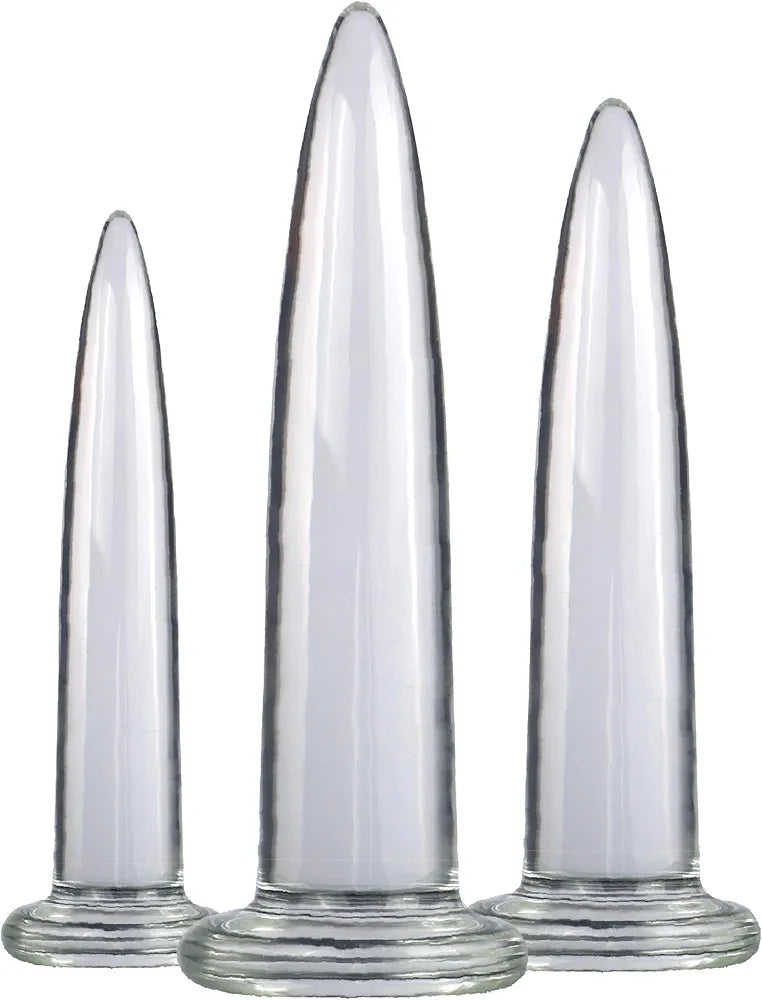 3-Piece Transparent Glass Anal Training and Dilation Set for Beginners