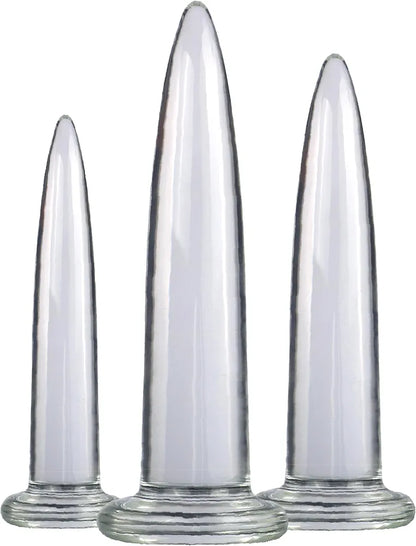 3-Piece Transparent Glass Anal Training and Dilation Set for Beginners