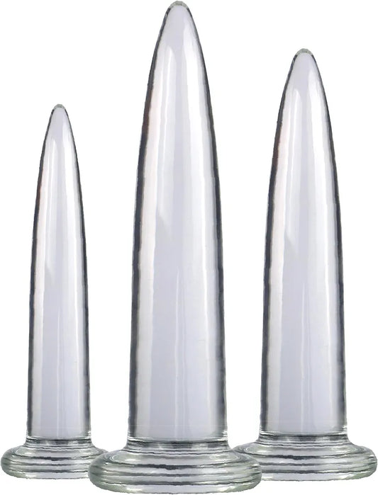 3-Piece Transparent Glass Anal Training and Dilation Set for Beginners