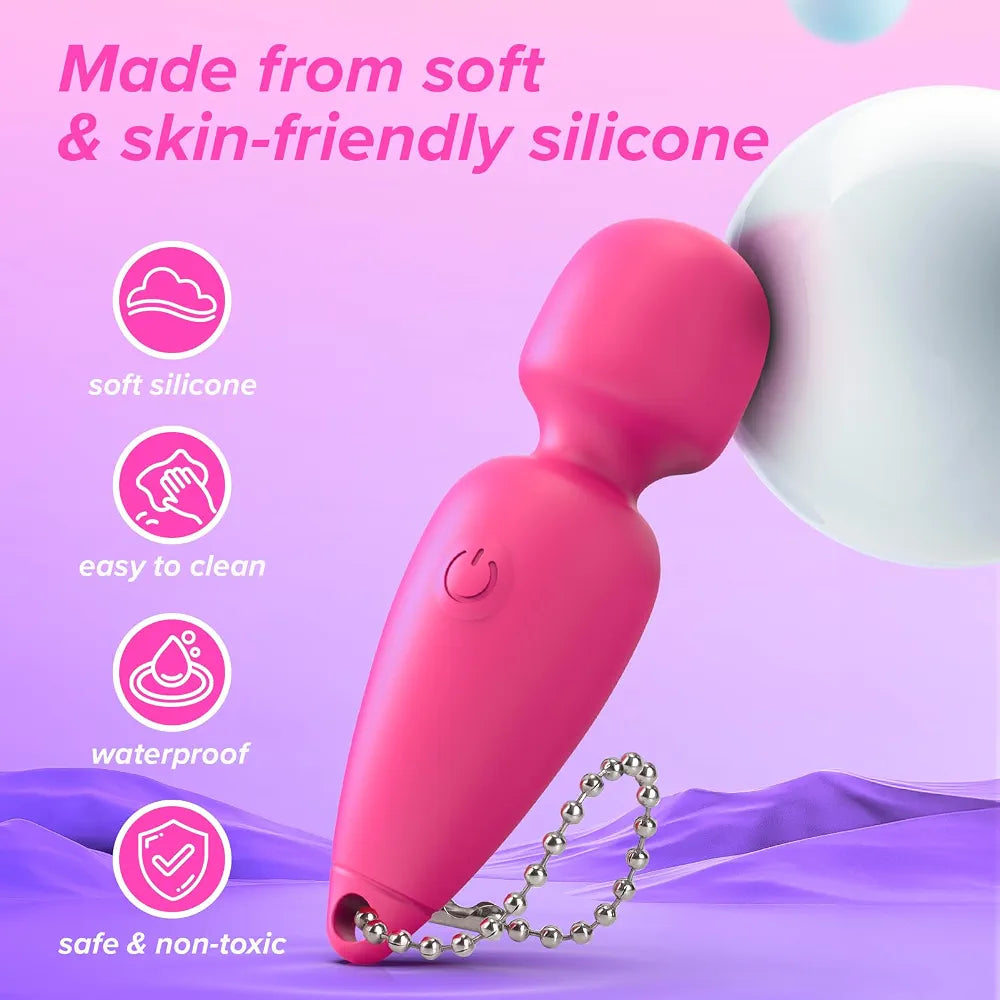 Rechargeable Mini Wand Vibrator - 10 Vibration Patterns, Waterproof & Quiet Clitoral Stimulator