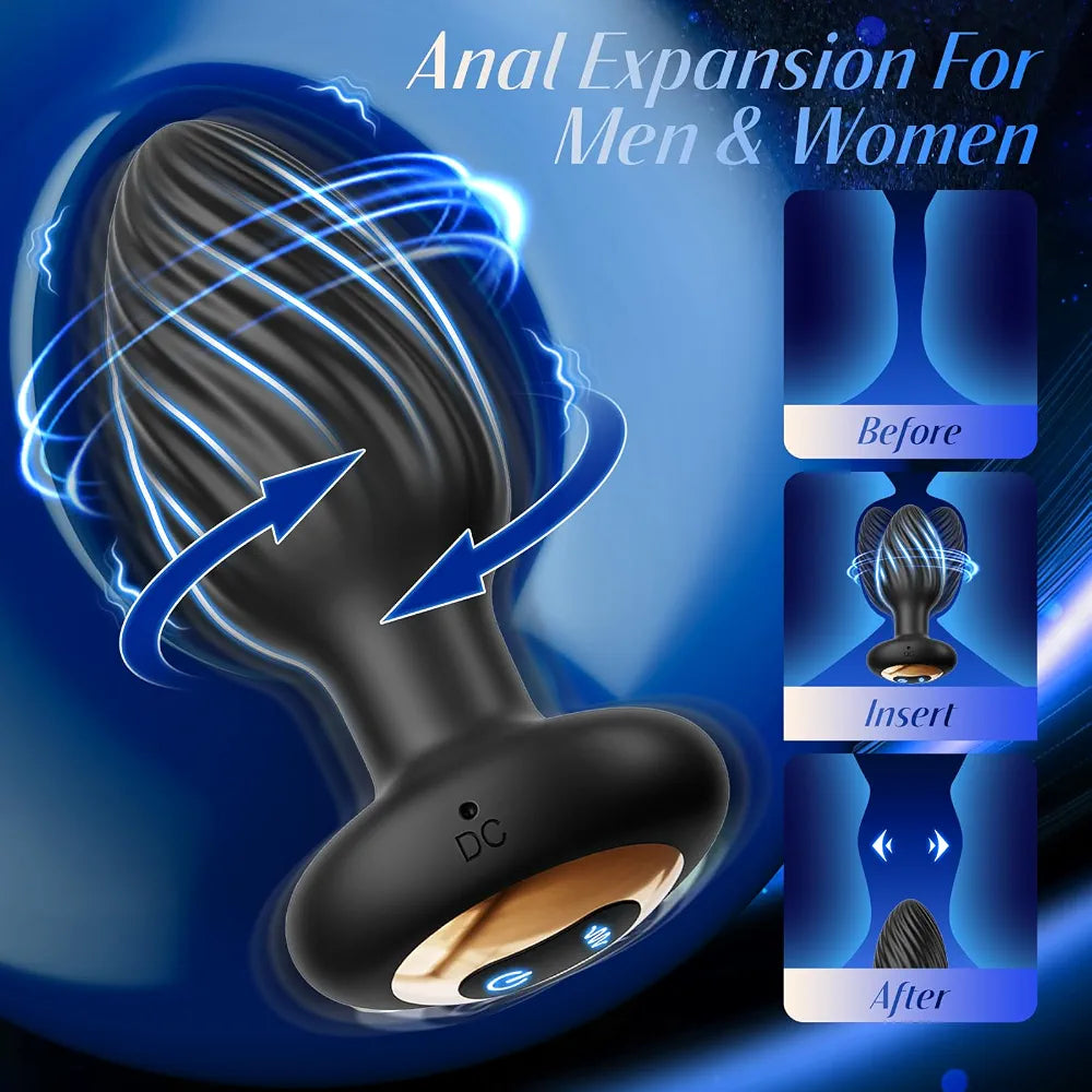 App-Controlled 360° Rotating Prostate Massager with 9 Vibration Modes and Remote