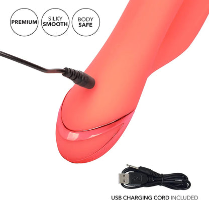 California Dreaming Silicone Thrusting Rabbit Vibrator - Orange
