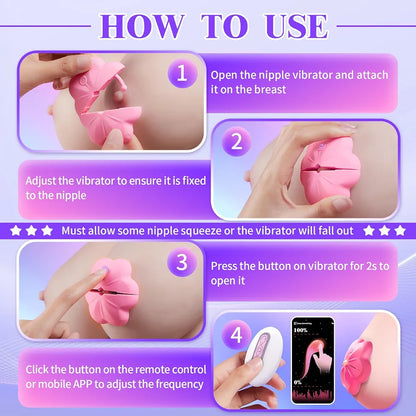 App-Controlled Vibrating Nipple Clamps with 10 Modes for Couples