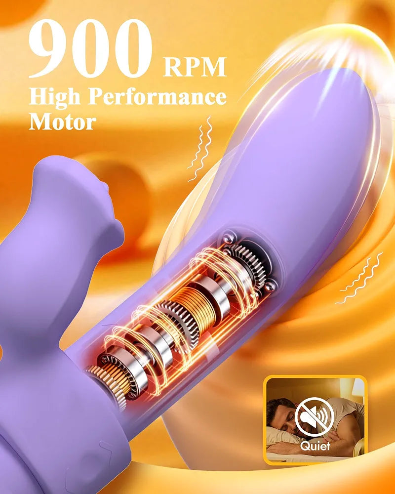 Rabbit G-Spot Dildo Vibrator with 10 Vibration, 3 Licking, and 3 Tapping Modes for Clitoral and Nipple Stimulation