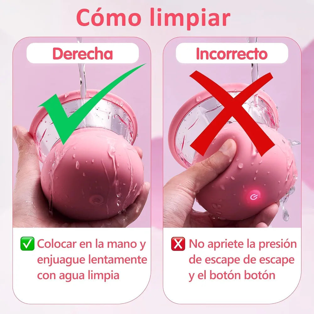 Rose-Shaped Rechargeable Nipple Sucking Vibrator with 10 Rotation Modes and 3 Interchangeable Heads