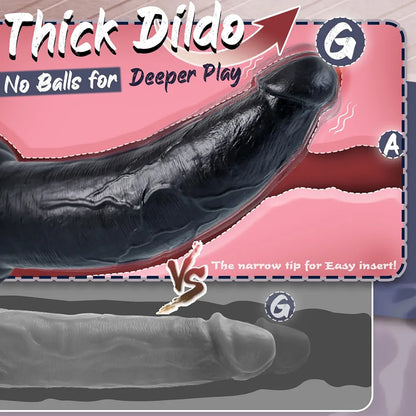 12-Inch Dual-Density Silicone Vibrating Dildo with Suction Cup and 7 Vibration Modes