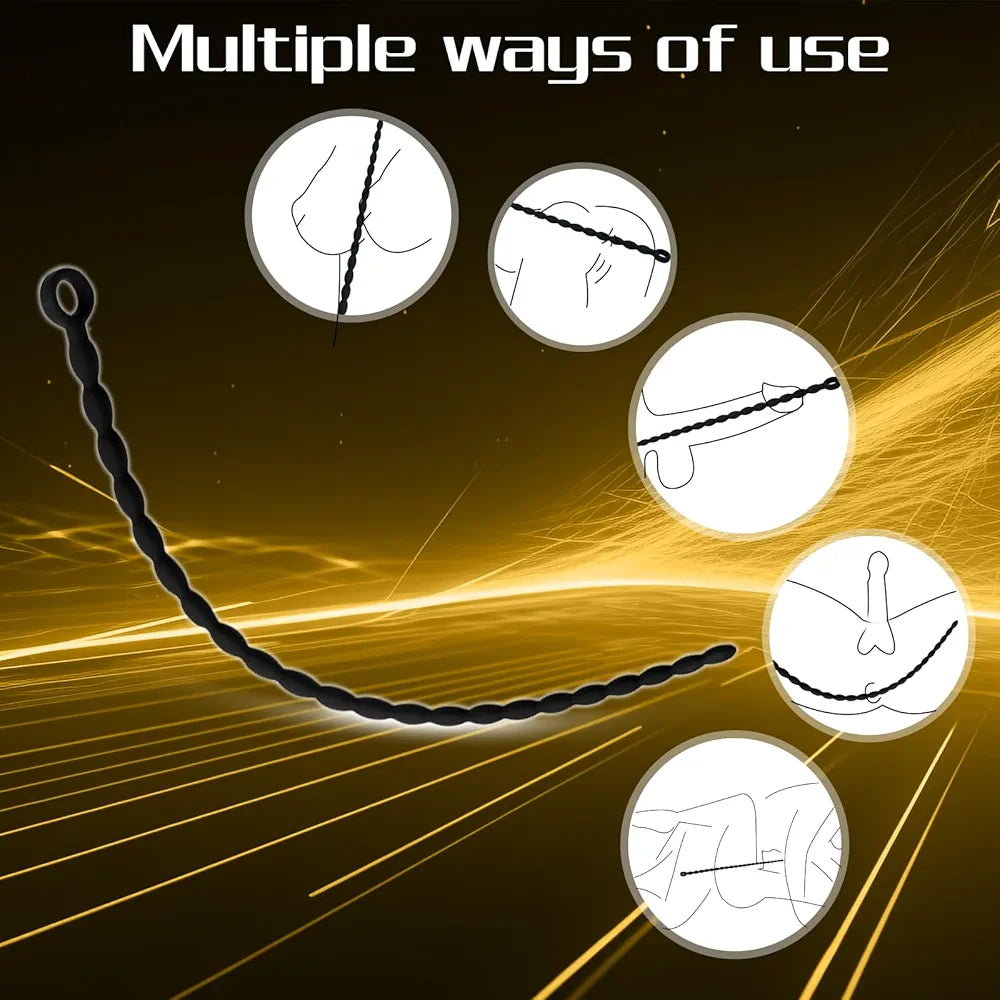 Extra Long Silicone Beaded Urethral Sounding Rod for Men